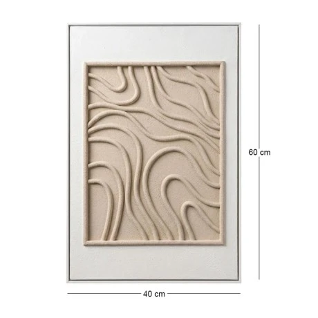 PAINTING IN BEIGE COLOR OF AN ABSTRACT LANDSCAPE WITH FRAME 40X60 CM