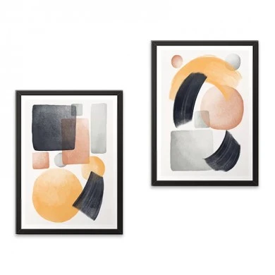 "Shapes" Megapap painting of two pieces in frame 35x45x2cm.