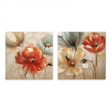 "Flowers" Megapap 2 paintings on canvas digital printing 103x50x3cm.