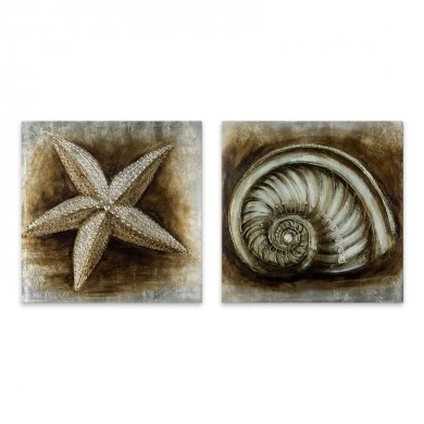 "Starfish - Shell" Megapap 2 paintings on canvas digital printing 103x50x3cm.