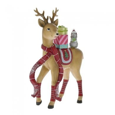 CHRISTMAS RESIN DEER WITH GIFT BOXES 17X8X26CM
