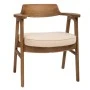 NATURAL OAK WOOD ARMCHAIR WITH LIGHT GREY CUSHION 64X56X73CM