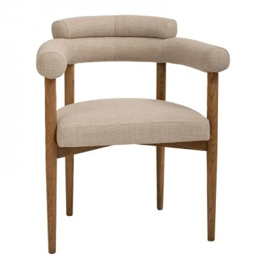 NATURAL OAK WOOD ARMCHAIR WITH BEIGE CUSHION 66X56X79CM