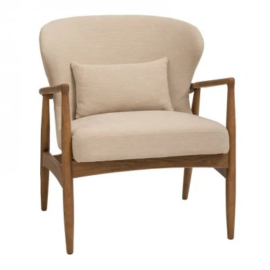 NATURAL OAK WOOD ARMCHAIR WITH CREAM CUSHION 71X73X83,5CM