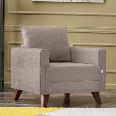 Bella Megapap fabric armchair in cream color 82x81x85cm.