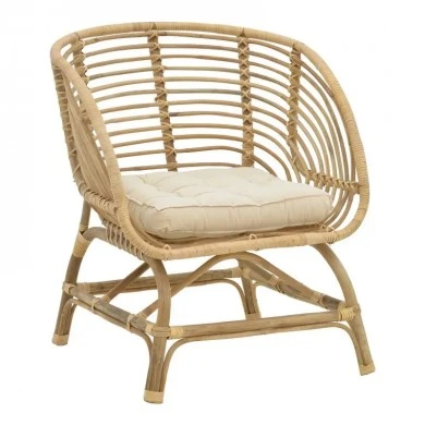 Diane Inart armchair natural wood with cushion 71x46x80cm