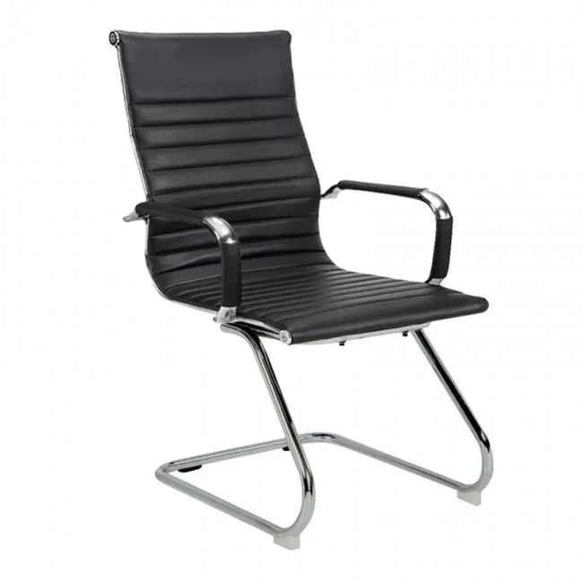 Πολυθρόνα επισκέπτη με μεταλλικό σκελετό και επένδυση από τεχνόδερμα Pu σε χρώμα μαύρο 56x61x90εκ BS8250