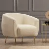 Eses Megapap boucle fabric armchair in cream color 70x80x82cm.