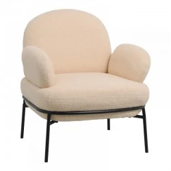 Armchair Jaycob pakoworld boucle brown - black metal leg 74x71x83cm