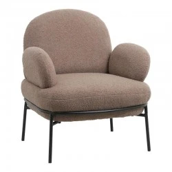 Armchair Jaycob pakoworld boucle beige-black metal leg 74x71x83cm
