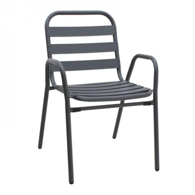 Metal - aluminum stackable garden armchair, grey color, 53x60x78cm.