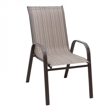 Metal garden armchair in brown color with waterproof textline fabric in brown - beige color 56x68x93cm