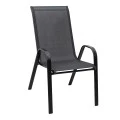 Metal garden armchair in black color with waterproof textline fabric in dark gray color 56x68x93cm