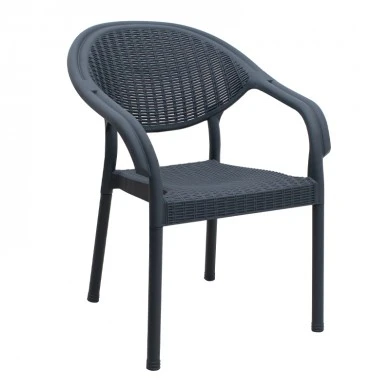 Polypropylene armchair with rattan in grey color 63x63x81,5cm.