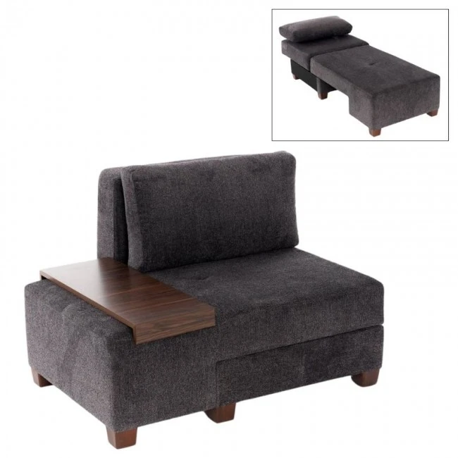 Perenna Megapap fabric single armchair with bed in anthracite color 116x93x83cm.