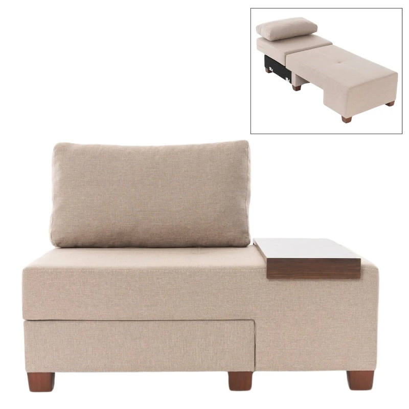 Perenna Megapap fabric single armchair with bed in cream color 116x93x83cm.
