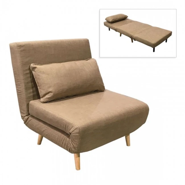 Πολυθρόνα Sara με επένδυση από ύφασμα σε χρώμα καφέ 80x89x88εκ