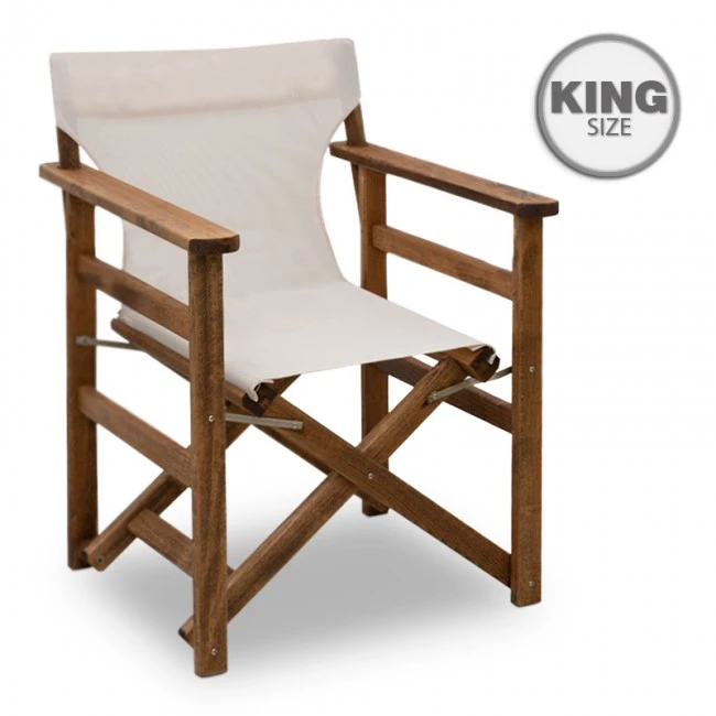 Queen Megapap folding director's armchair by beech in walnut with ecru cloth 61x57x86cm.