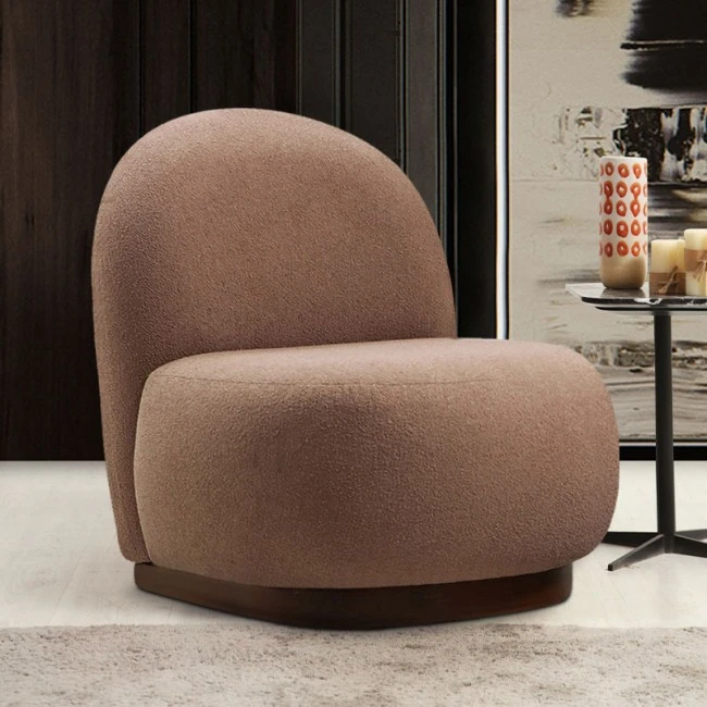 Tina Megapap boucle fabric armchair in cappuccino color 74x85x75cm.