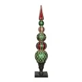 XMAS MULTICOLOR RESIN BALL COLUMN IN 3 SIZES WITH LED LIGHT 33X33X183CM