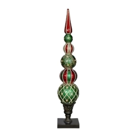 XMAS MULTICOLOR RESIN BALL COLUMN IN 3 SIZES WITH LED LIGHT 33X33X183CM