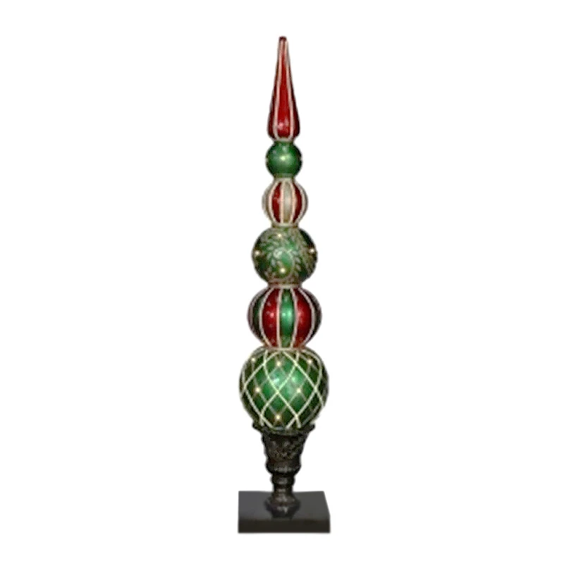 XMAS MULTICOLOR RESIN BALL COLUMN IN 3 SIZES WITH LED LIGHT 33X33X183CM