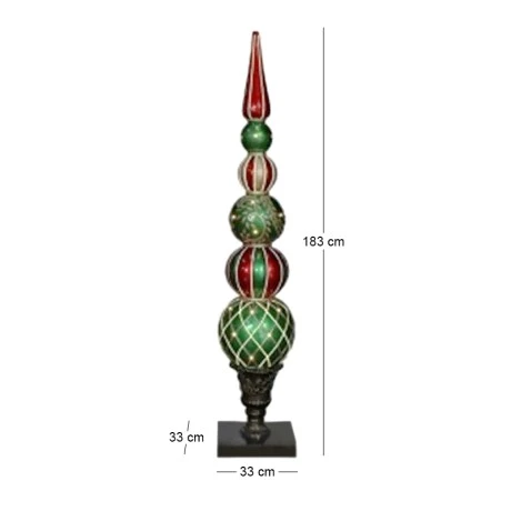 XMAS MULTICOLOR RESIN BALL COLUMN IN 3 SIZES WITH LED LIGHT 33X33X183CM