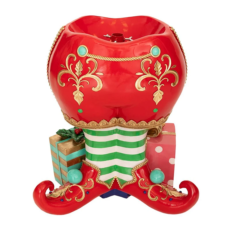 XMAS RED RESIN ELF PANTS WITH COLORFUL DESIGNS 57X41X66CM