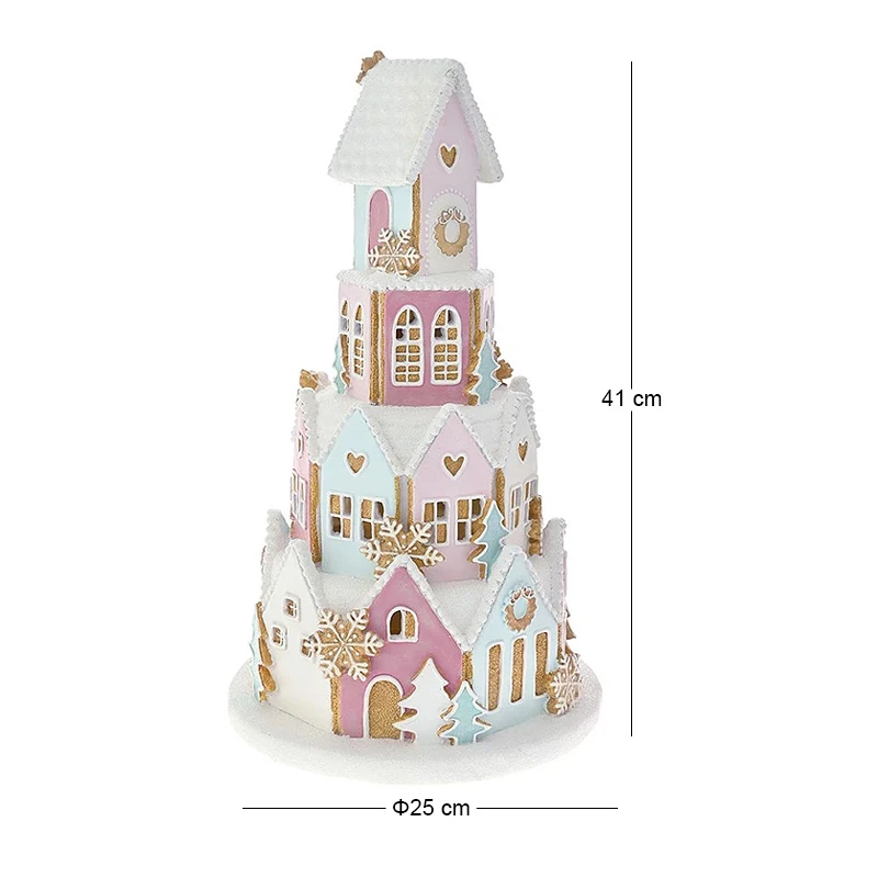 ΠΟΛΥΧΡΩΜΟ GINGERBREAD ΣΠΙΤΙ ΜΕ LED ΦΩΣ 25Χ25Χ41ΕΚ
