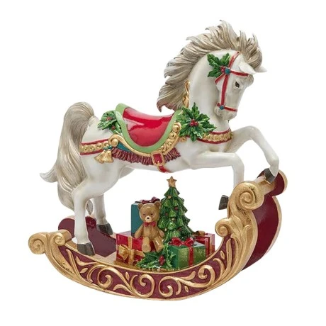 XMAS MULTICOLOR RESIN ROCKING HORSE 34X13X37CM