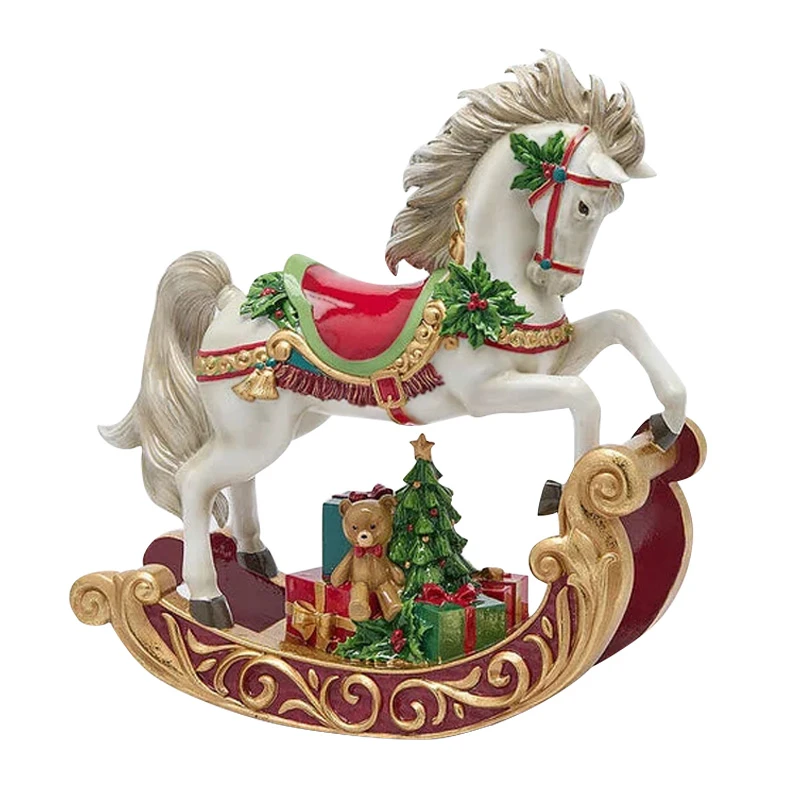 XMAS MULTICOLOR RESIN ROCKING HORSE 34X13X37CM