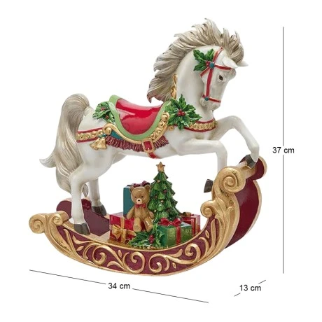 XMAS MULTICOLOR RESIN ROCKING HORSE 34X13X37CM