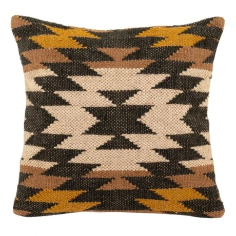 MULTICOLOR COTTON FABRIC FILLED CUSHION WITH GEOMETRICAL DESIGNS 45X45CM
