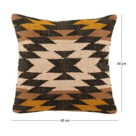MULTICOLOR COTTON FABRIC FILLED CUSHION WITH GEOMETRICAL DESIGNS 45X45CM