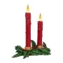 XMAS RESIN DOUBLE CANDLEHOLDER WITH RED LED CANDLE AND DRIP EFFECT