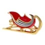 RED GOLD RESIN SLEDGE WITH BLACK AND WHITE STRIPES 37X13X16CM