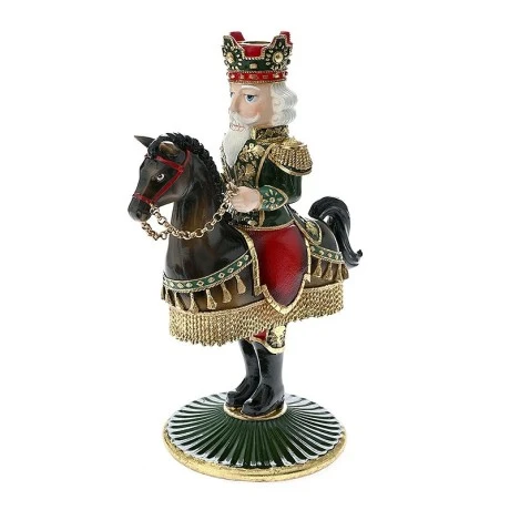 CHRISTMAS RESIN KNIGHT ON HORSE CANDLE HOLDER 22X15X33CM