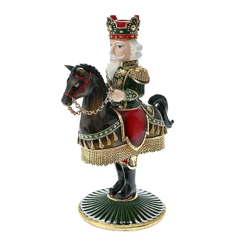 CHRISTMAS RESIN KNIGHT ON HORSE CANDLE HOLDER 22X15X33CM