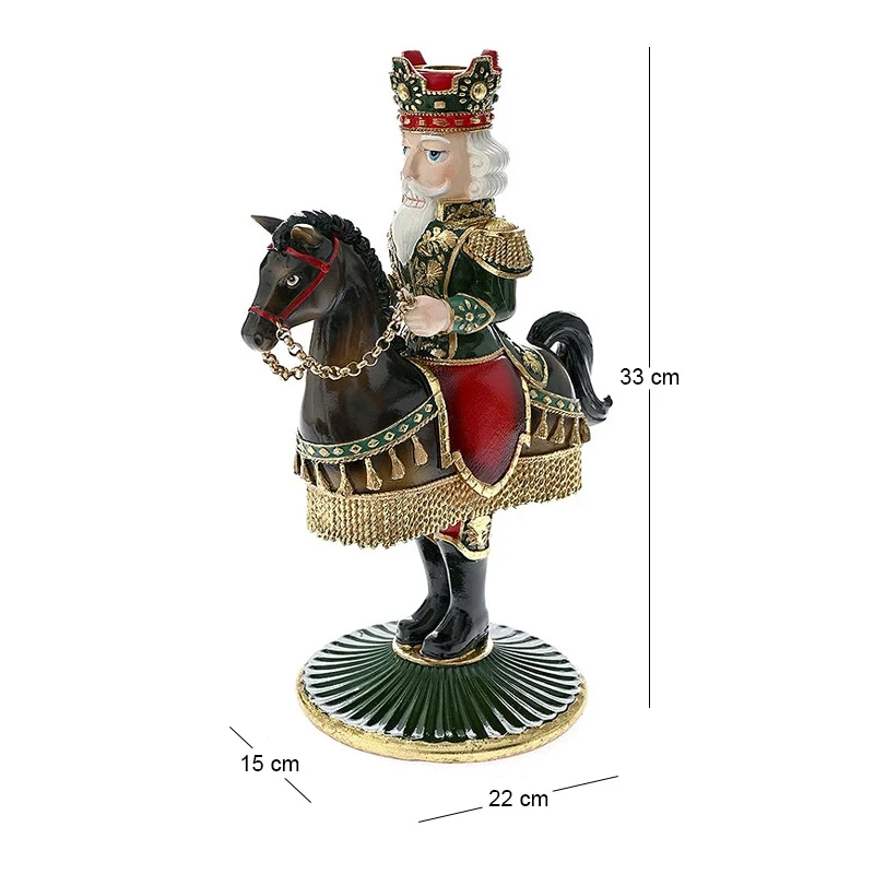CHRISTMAS RESIN KNIGHT ON HORSE CANDLE HOLDER 22X15X33CM
