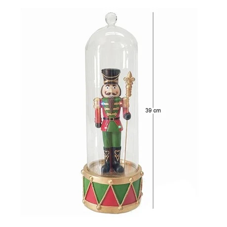 CHRISTMAS RESIN LED SOLDIER IN GLASS DOME 39CM