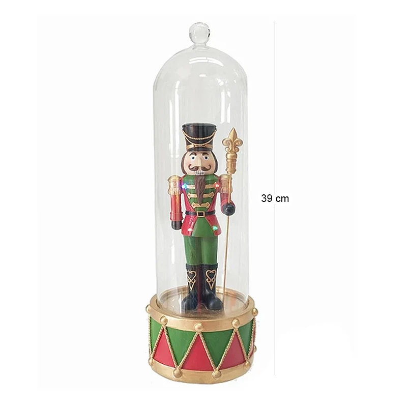 CHRISTMAS RESIN LED SOLDIER IN GLASS DOME 39CM