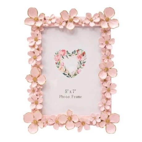 WHITE RESIN PHOTO FRAME WITH EMBOSSED FLOWERS 13X18CM