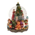 RESIN WINDING WATER GLOBE WITH XMAS SCENE AND MUSIC 19X19X24CM