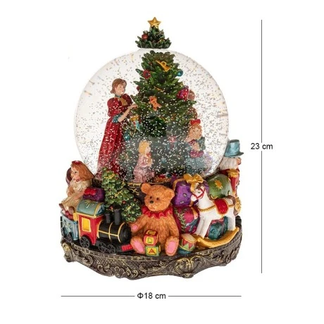 RESIN WINDING WATER GLOBE WITH XMAS SCENE AND MUSIC D18X23CM