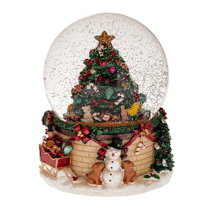 RESIN WINDING WATER GLOBE WITH XMAS TREE AND MUSIC 18,5X17X21CM