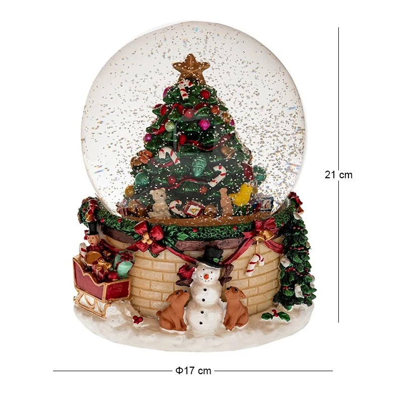 RESIN WINDING WATER GLOBE WITH XMAS TREE AND MUSIC 18,5X17X21CM