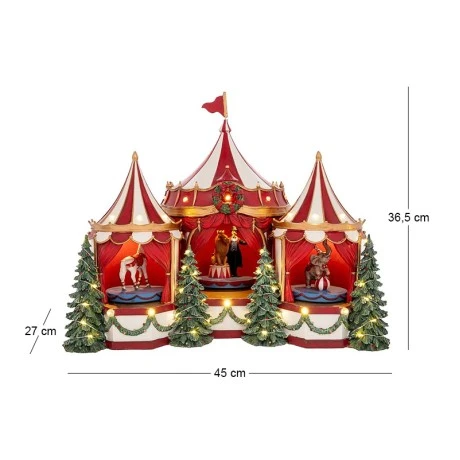 XMAS RESIN CIRCUS WITH TURNING FIGURES MUSIC AND LED LIGHT 45X27X36,5CM