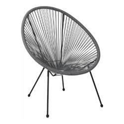 ACAPULCO Armchair Black Steel, Grey Plastic Rattan ACAPULCO Armchair Black Steel, Grey Plastic Rattan