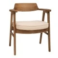 NATURAL OAK WOOD ARMCHAIR WITH LIGHT GREY CUSHION 64X56X73CM