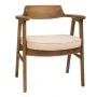 NATURAL OAK WOOD ARMCHAIR WITH LIGHT GREY CUSHION 64X56X73CM